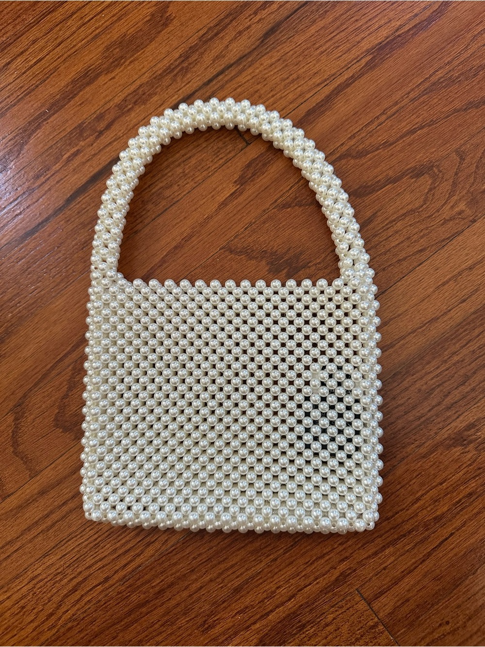 True Decadence Pearl Beaded Mini Bag — Cream Elegant Handheld